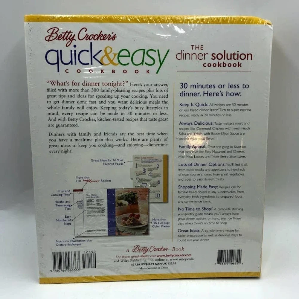 Betty Crocker Quick & Easy Cookbook NIP Dinner